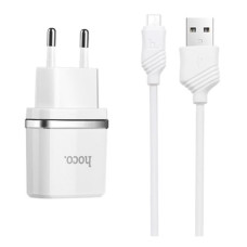 Мережевий зарядний пристрій Hoco C11 1A 1USB плюс кабель Micro USB білий