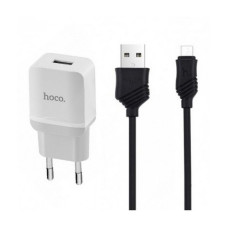 Мережевий зарядний пристрій Hoco C22А 2.4A 1USB плюс кабель Micro USB чорний