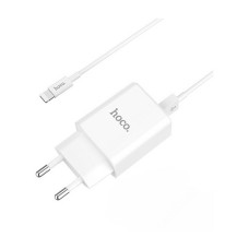 Мережевий зарядний пристрій Hoco C62A Victoria with 2.1A 2USB плюс кабель Lightning USB білий