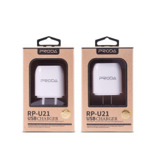 Мережевий зарядний пристрій Remax RP-U21 2.1A 2USB плюс кабель Lightning USB білий
