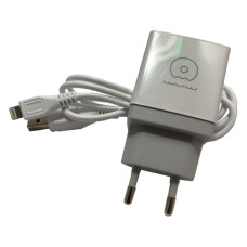 Мережевий зарядний пристрій Wuw Т23 2.1A 2USB плюс кабель Lightning USB білий