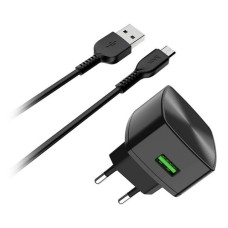 Мережевий зарядний пристрій Hoco C70A Cutting-edge single port QC3.0 charger set чорний