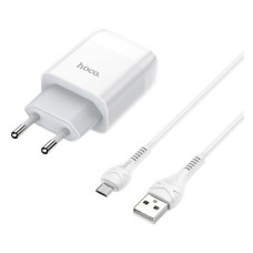 Мережевий зарядний пристрій Hoco C72A Glorious single port charger set Micro білий
