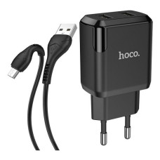Мережевий зарядний пристрій Hoco N7 Speedy dual port charger set чорний
