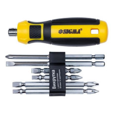 Викрутка з двосторонніми бітамі Sigma 4009711 6 в 1 плюс адаптер CrV Mega
