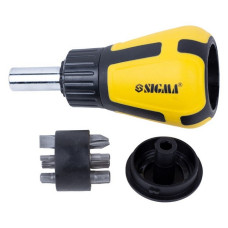 Викрутка з реверсом і двосторонніми бітамі Sigma 4001901 6 в 1 CrV