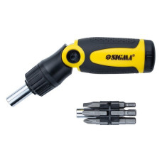 Викрутка з реверсом ломана Sigma 4001961 плюс біти 12шт CrV