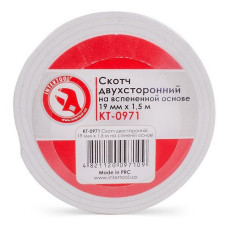Скотч двобічний Intertool KT-0971 на вспіненій основі 19мм 1.5м