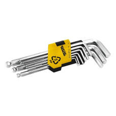 Ключі шестигранні Mastertool 75-0957 CrV з кулеобразним наконечником 1.5-10мм L74-172мм 9шт