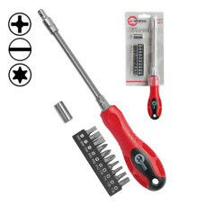 Викрутка INTERTOOL VT-1013 з гнучким подовжувачем і комплектом насадок 13ед.