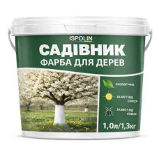 Фарба акрилова для дерев Ispolin Садовник біла 1л