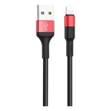 Кабель Hoco X26 USB Lightning 1м чорний з червоним