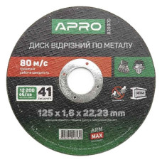 Диск відрізний по металу Apro 829020 Профи 125х1.6мм зелений