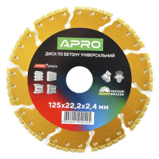 Диск по бетону Apro Pro 830740 універсальний перфорований сегмент 125х22.2х2.4мм