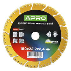 Диск по бетону Apro Pro 830741 універсальний перфорований сегмент 180х22.2х2.4мм