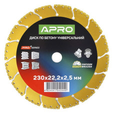 Диск по бетону Apro Pro 830742 універсальний перфорований сегмент 230х22.2х2.4мм
