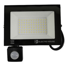 LED прожектор Electro House EH-FDLS-50W IP66 холодний 6500К з датчиком руху
